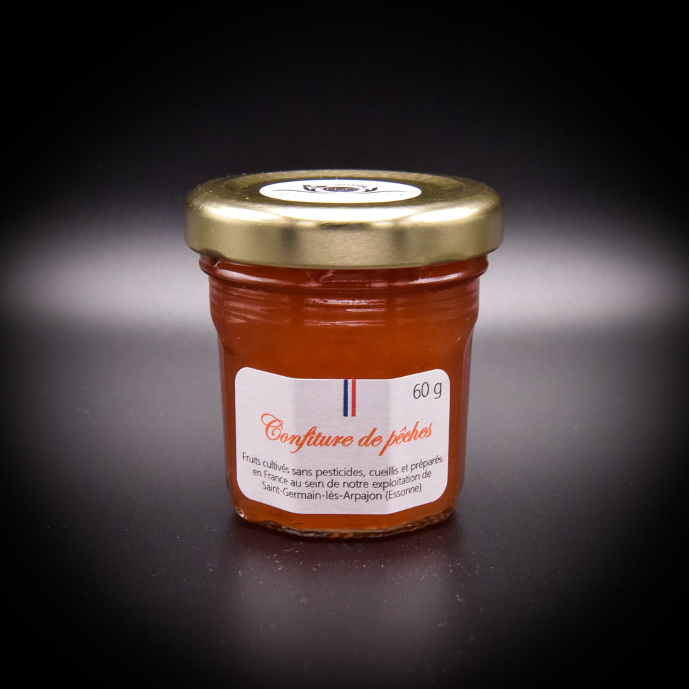Petit pot de confiture de pêches